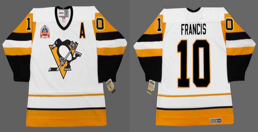2019 Men Pittsburgh Penguins #10 Francis White yellow CCM NHL jerseys